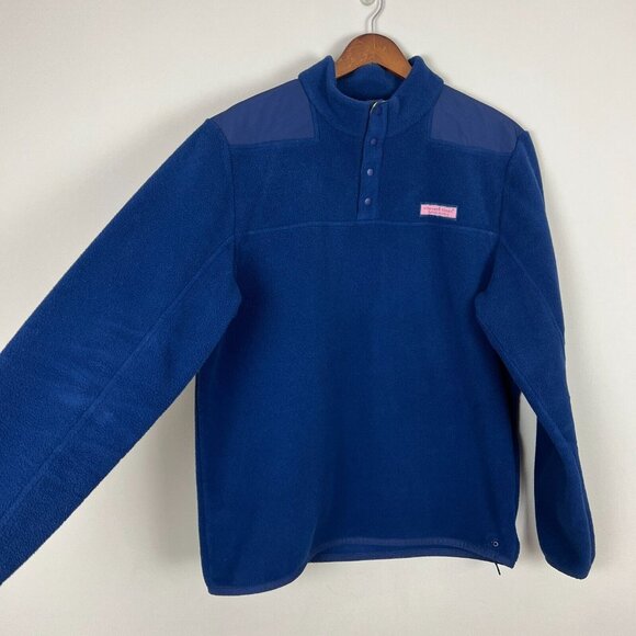 Vineyard Vines Fleece 1/4 Snap Pullover Mens Large Blue Harbor Shep Shirt Jacket - Picture 5 of 16
